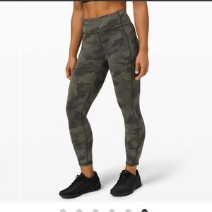 lululemon athletica invigorate Green Camo Leggings high rise 23 inseam